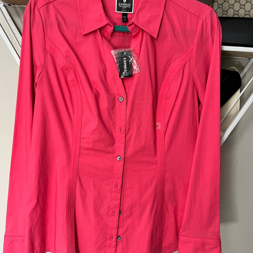 Express Women's Pink Button Down Shirt